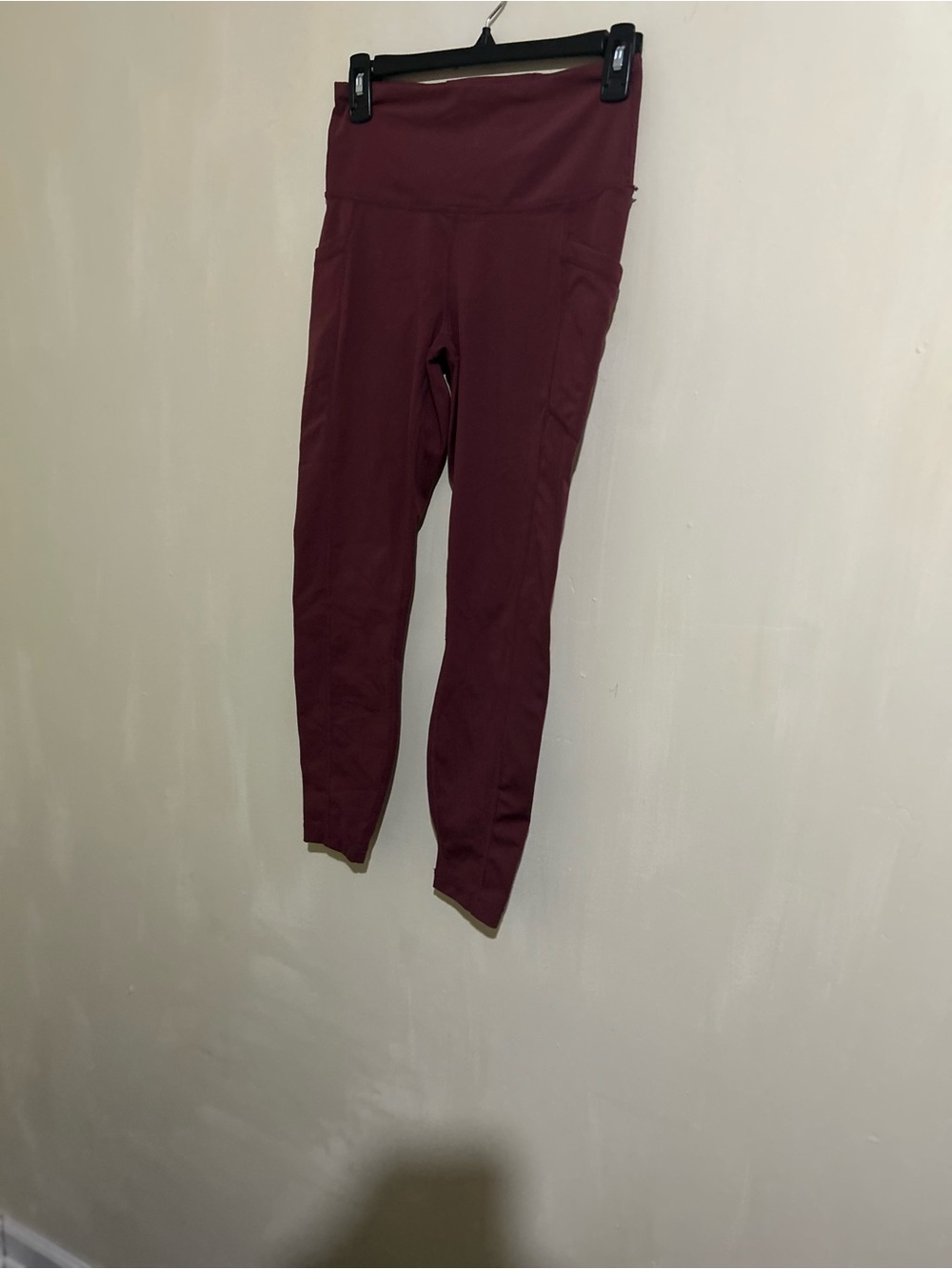 Yogalicious Maroon High-Waist Kids Leggings with Side Pockets